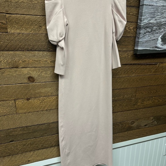 ZARA Puff Sleeve Mock Neck Midi Dress - Picture 6 of 6